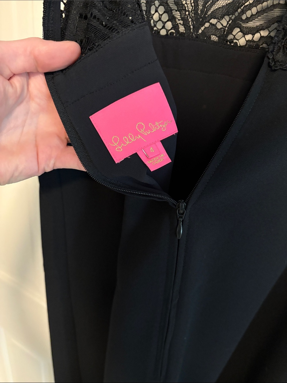 Lilly Pulitzer Black Dress with Lace Yoke - Picture 2 of 3
